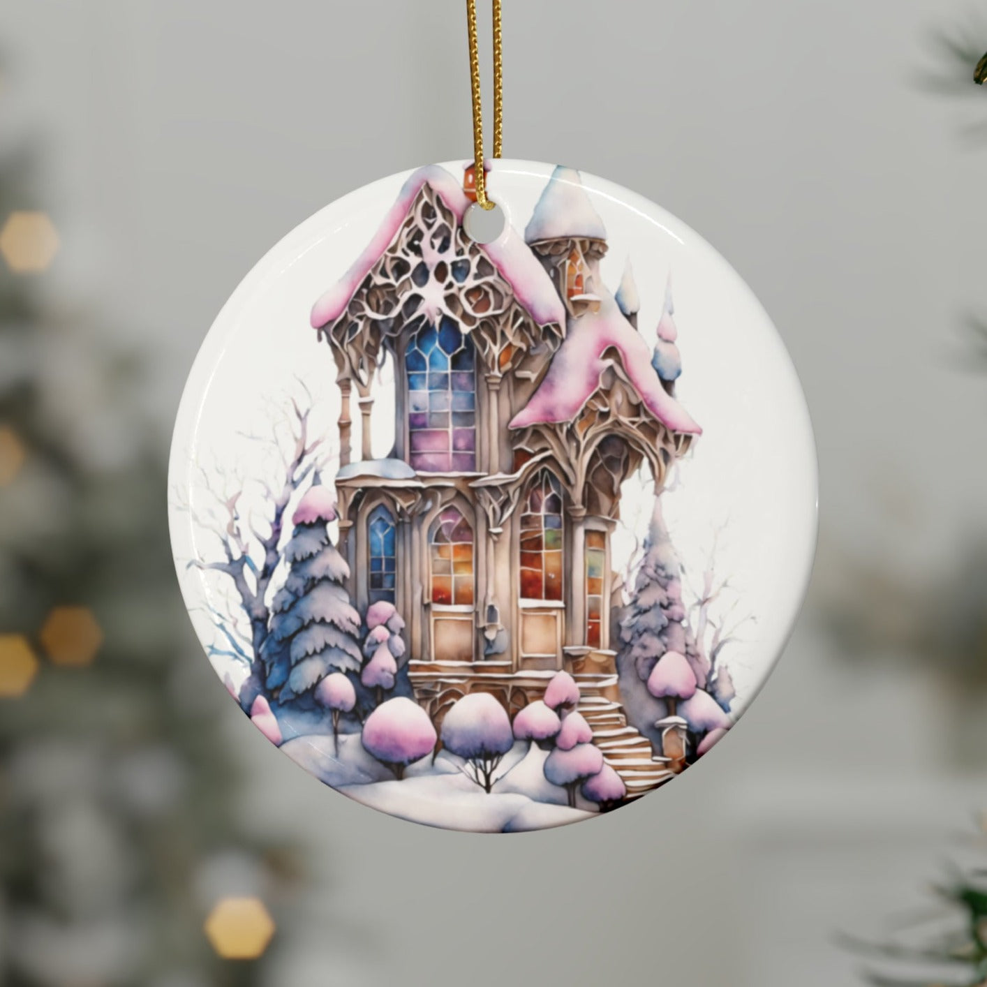 Idyllic Fantasy Christmas Scene | Ceramic Ornaments (1pcs, 5pcs, 10pcs, 20pcs) - 22