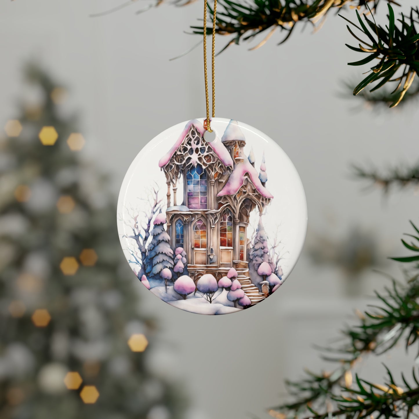 Idyllic Fantasy Christmas Scene | Ceramic Ornaments (1pcs, 5pcs, 10pcs, 20pcs) - 22