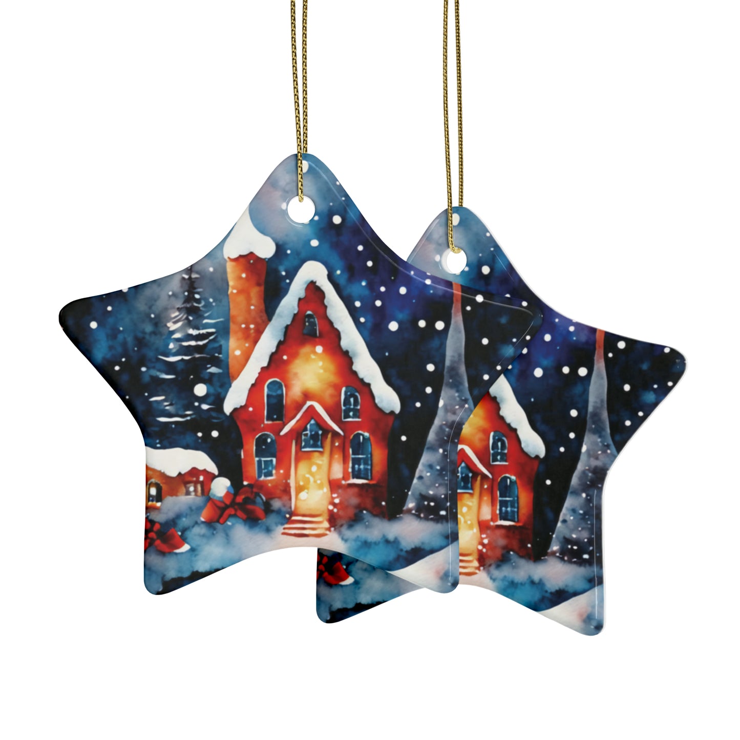 Idyllic Fantasy Christmas Scene | Ceramic Ornaments (1pcs, 5pcs, 10pcs, 20pcs) - 27