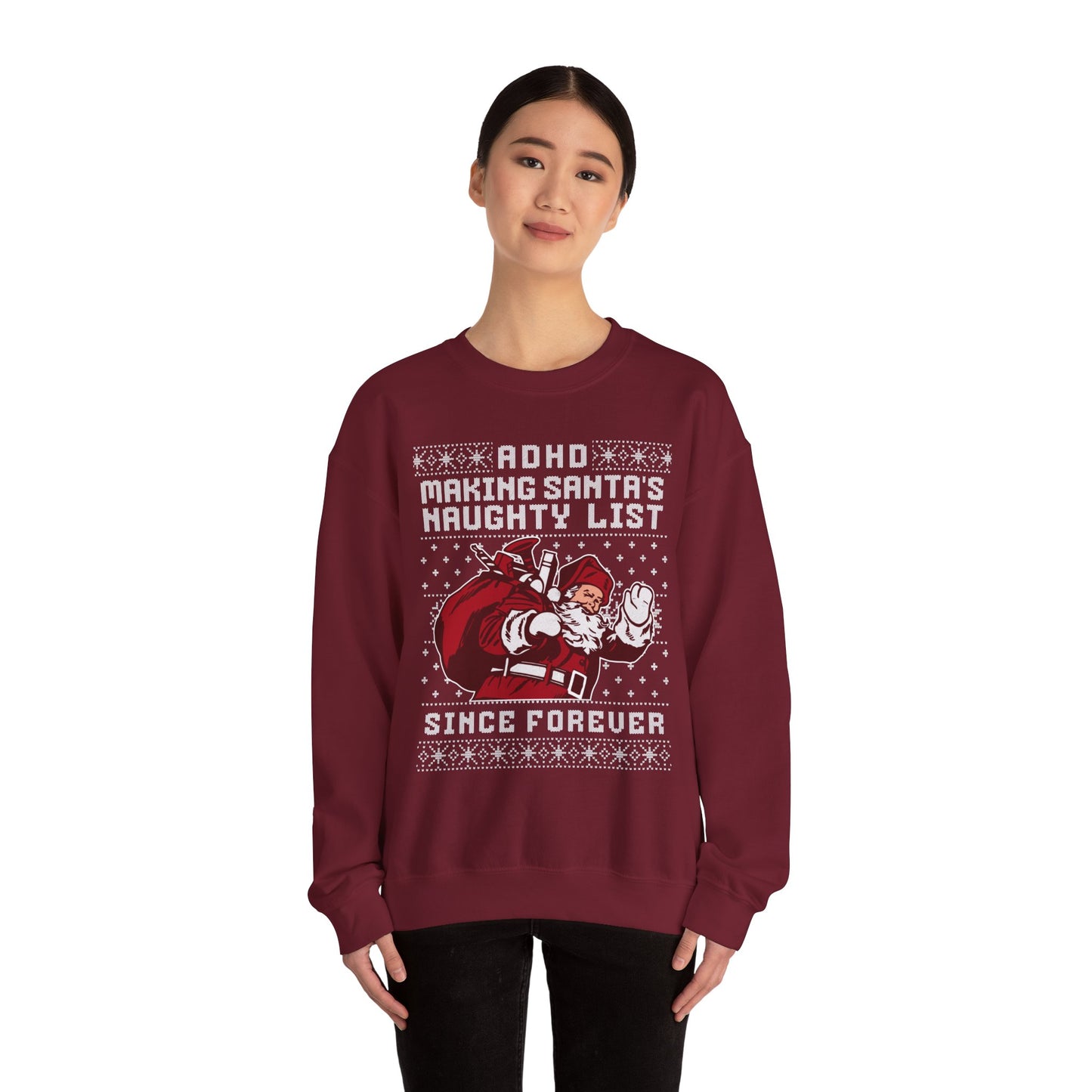 ADHD: Making Santa's Naughty List Since Forever – Unisex Heavy Blend Sweatshirt – Cozy Everyday Warmth