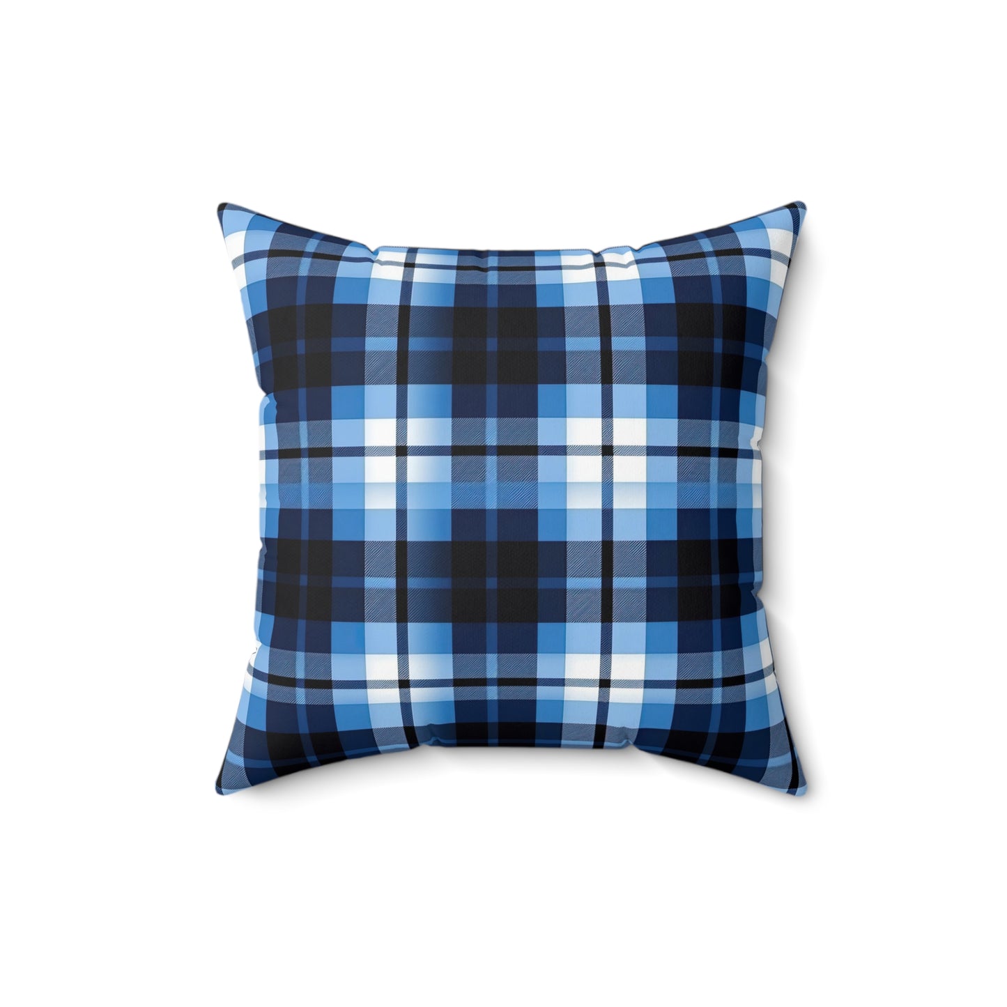 Blue Plaid Cushion & Case - Spun Polyester Square Pillow Available in 4 Sizes