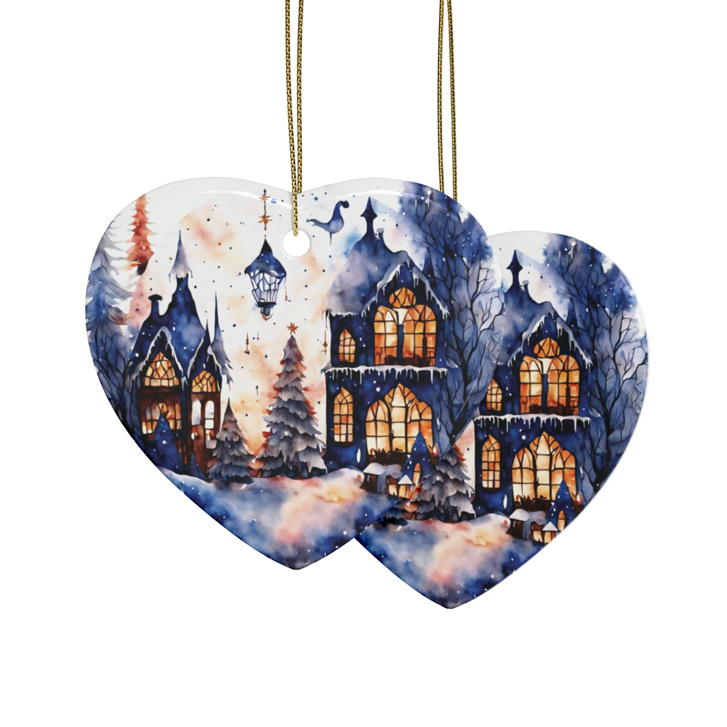 Idyllic Fantasy Christmas Scene | Ceramic Ornaments (1pcs, 5pcs, 10pcs, 20pcs) - 23