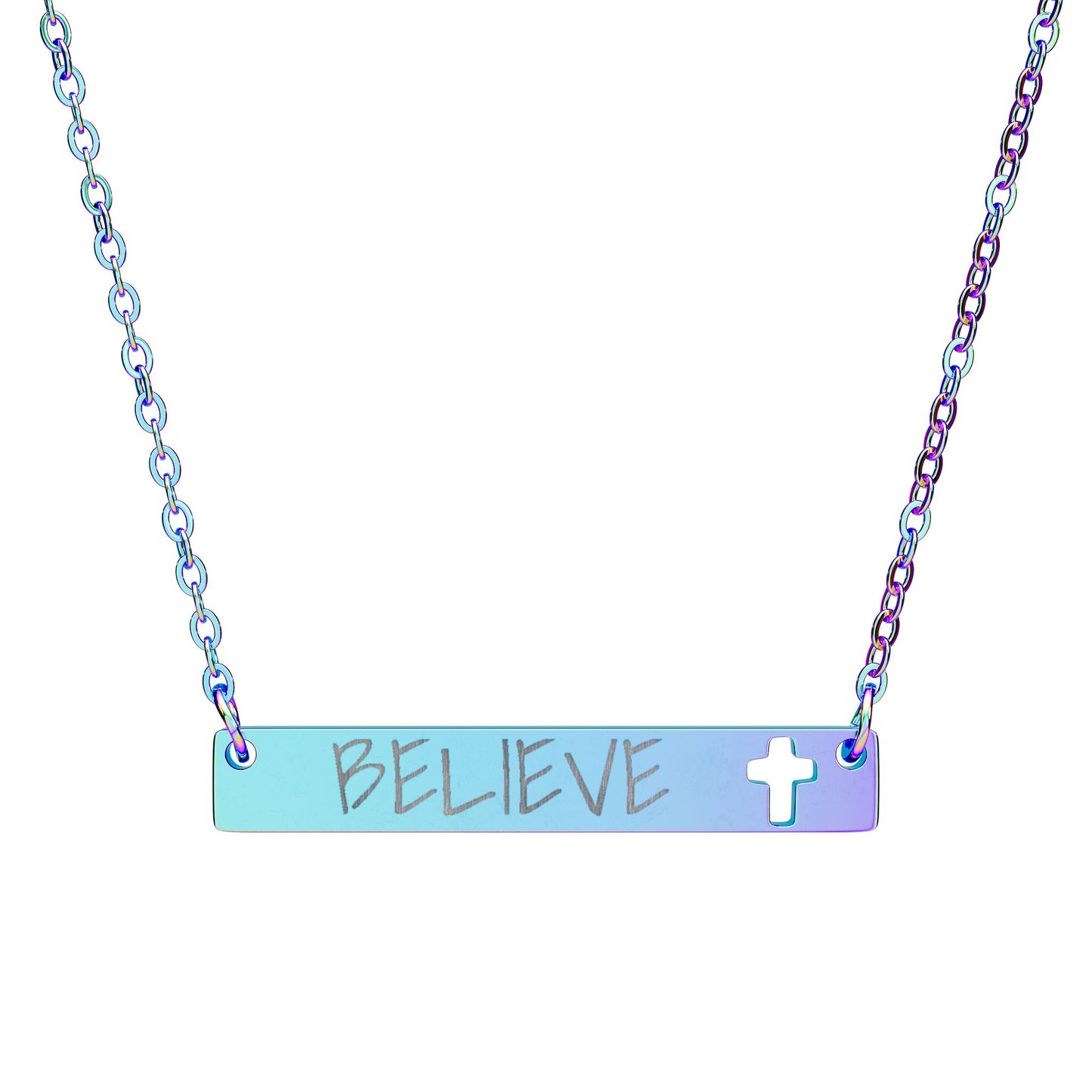 Personalized Engraved Cutout | Cross Bar Necklace