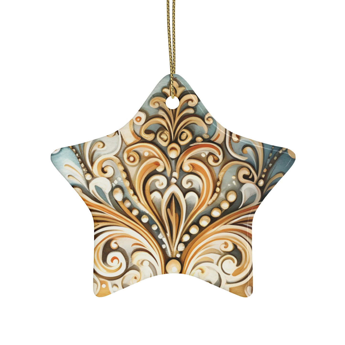 Blue & Gold Ceramic Christmas Ornaments (1pcs, 5pcs, 10pcs, 20pcs)