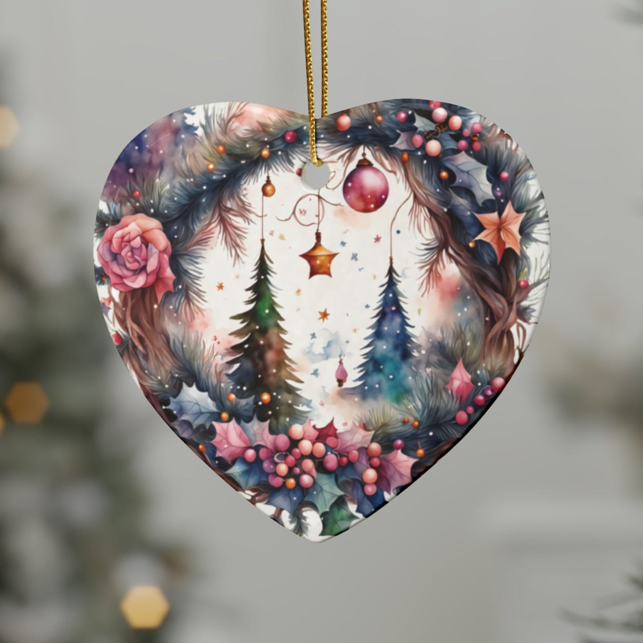 Idyllic Fantasy Christmas Scene | Ceramic Ornaments (1pcs, 5pcs, 10pcs, 20pcs) - 15