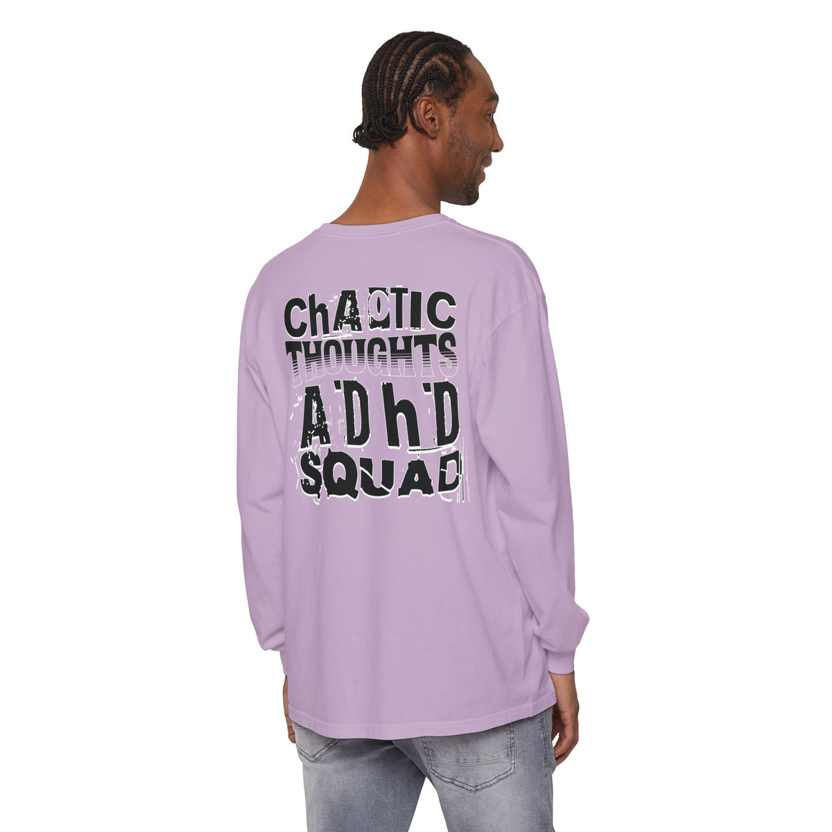 ADHD SQUAD | Unisex Garment-Dyed Long Sleeve Tee - Chaotic Thoughts That Are Constantly Fading Away