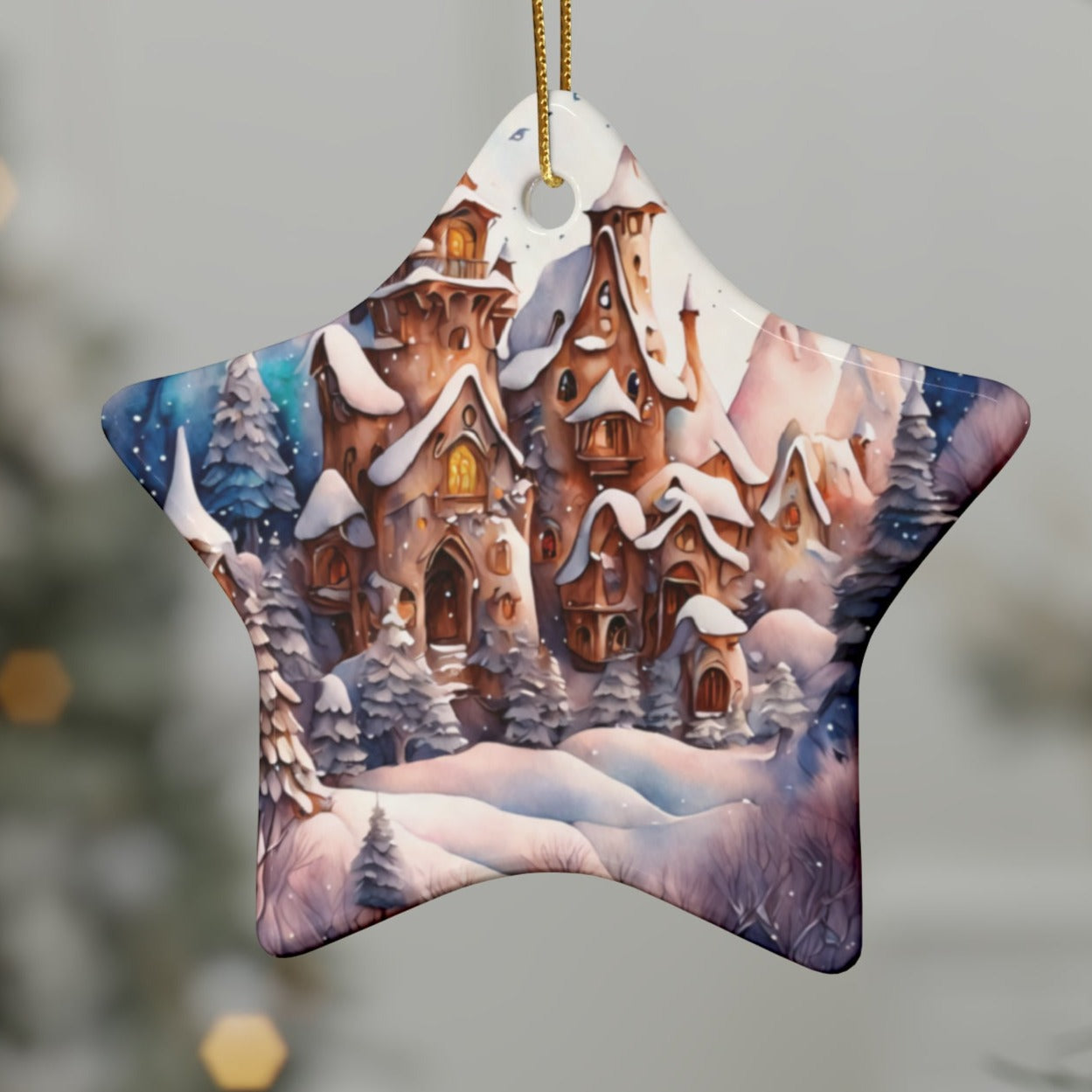 Idyllic Fantasy Christmas Scene | Ceramic Ornaments (1pcs, 5pcs, 10pcs, 20pcs) - 6