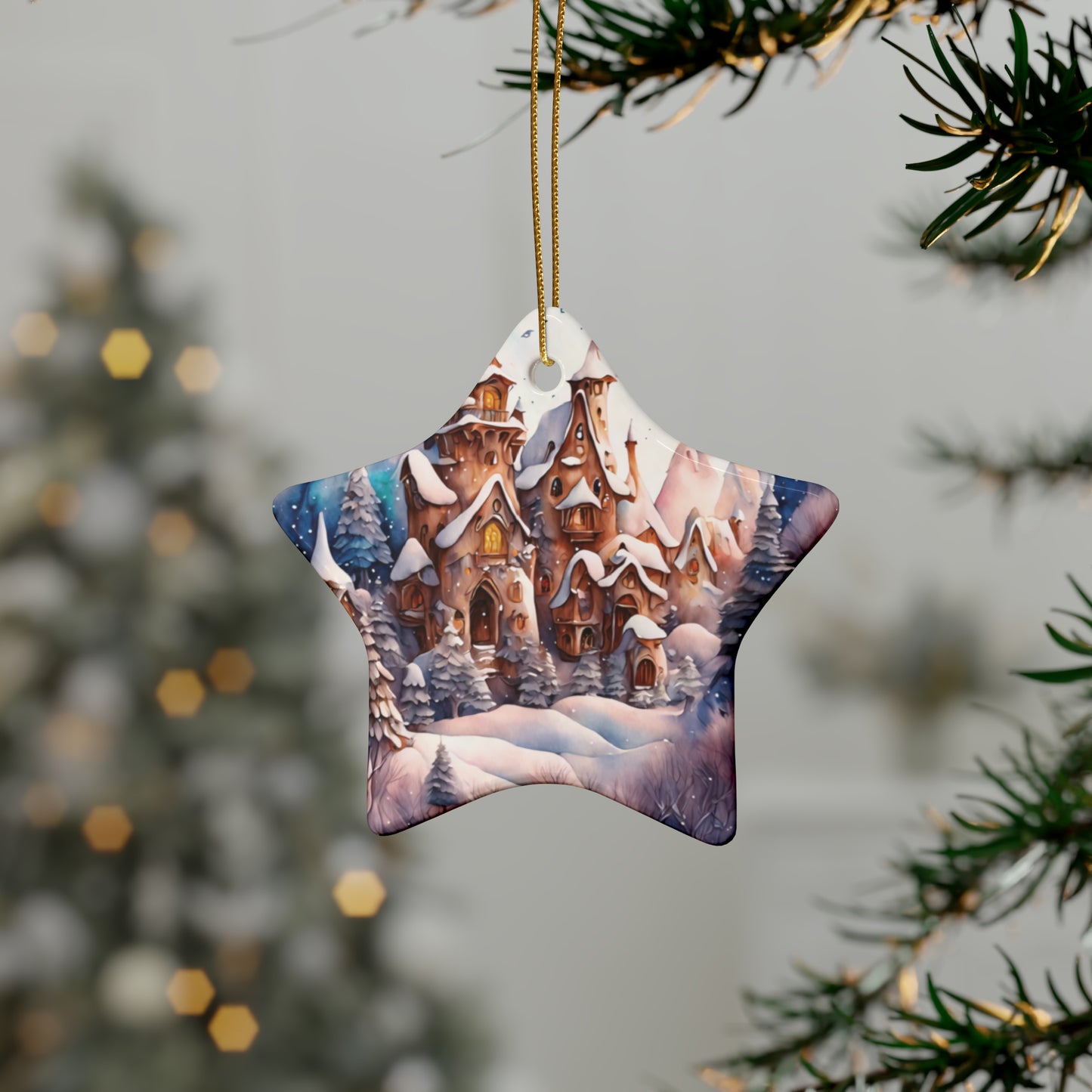 Idyllic Fantasy Christmas Scene | Ceramic Ornaments (1pcs, 5pcs, 10pcs, 20pcs) - 6
