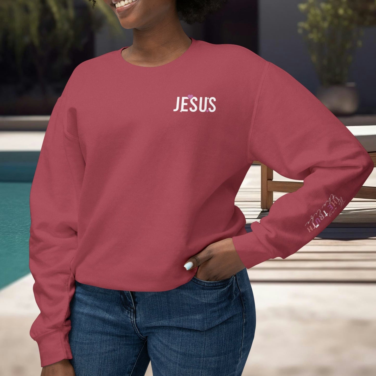 Jesus The Way The Truth & The Life - Unisex Lightweight Crewneck Sweatshirt