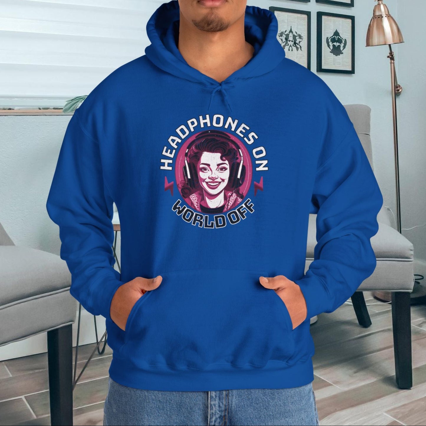 Headphones On - World Off - Unisex Heavy Blend™ Hoodie -  ADHD Sensitivities Awareness Focus