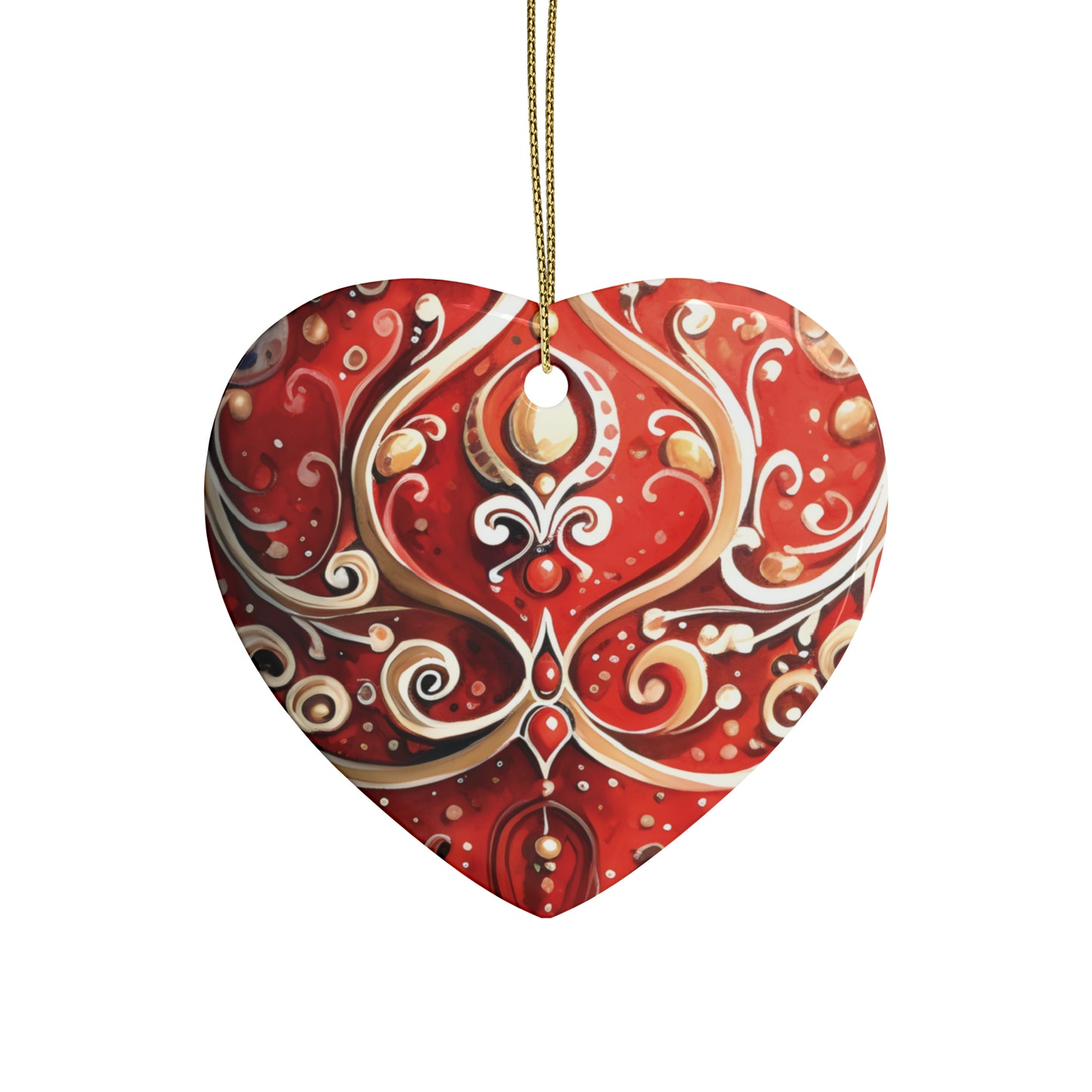 Red & Gold Flairs Ceramic Christmas Ornaments (1pcs, 5pcs, 10pcs, 20pcs)