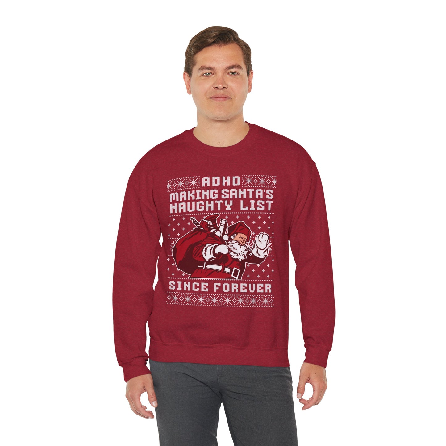 ADHD: Making Santa's Naughty List Since Forever – Unisex Heavy Blend Sweatshirt – Cozy Everyday Warmth
