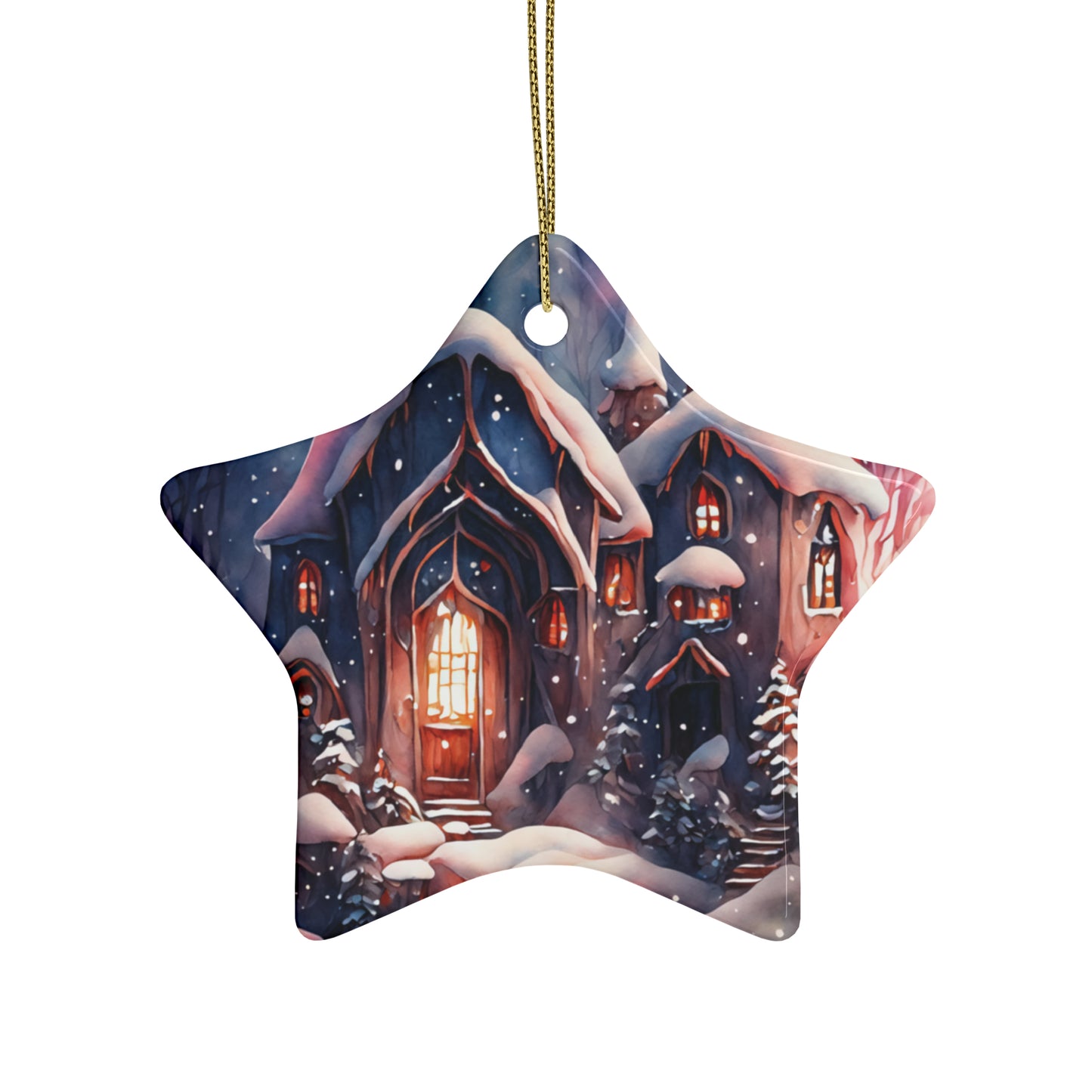 Idyllic Fantasy Christmas Scene | Ceramic Ornaments (1pcs, 5pcs, 10pcs, 20pcs) - 25