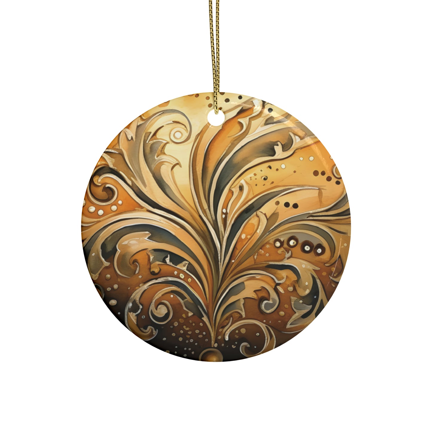 Gold Swirl Flairs Ceramic Christmas Ornaments (1pcs, 5pcs, 10pcs, 20pcs)
