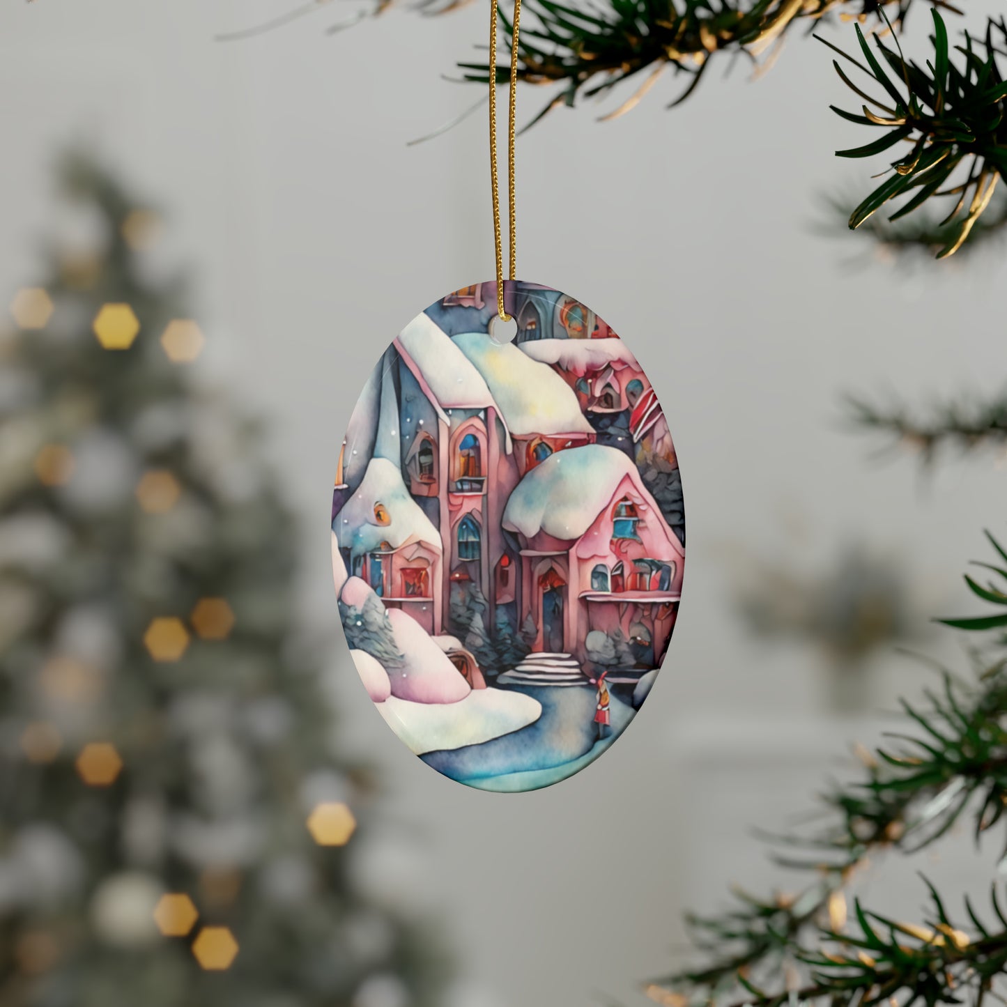 Idyllic Fantasy Christmas Scene | Ceramic Ornaments (1pcs, 5pcs, 10pcs, 20pcs) - 10