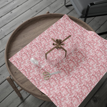 Pink Christmas Reindeer - Custom Wrapping Paper