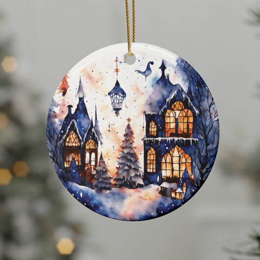 Idyllic Fantasy Christmas Scene | Ceramic Ornaments (1pcs, 5pcs, 10pcs, 20pcs) - 23