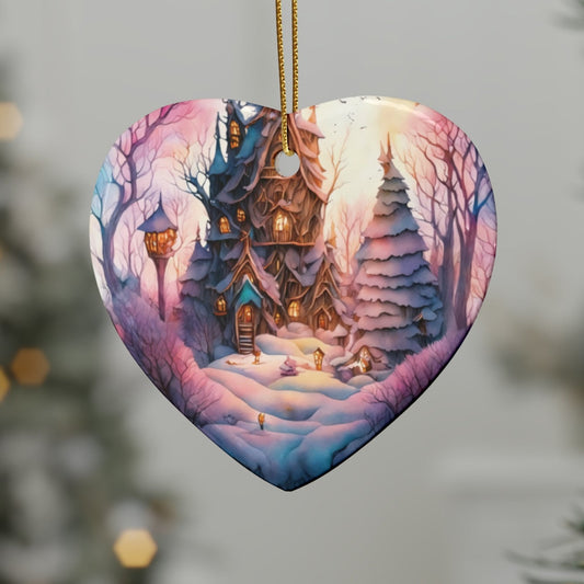 Idyllic Fantasy Christmas Scene | Ceramic Ornaments (1pcs, 5pcs, 10pcs, 20pcs) - 12