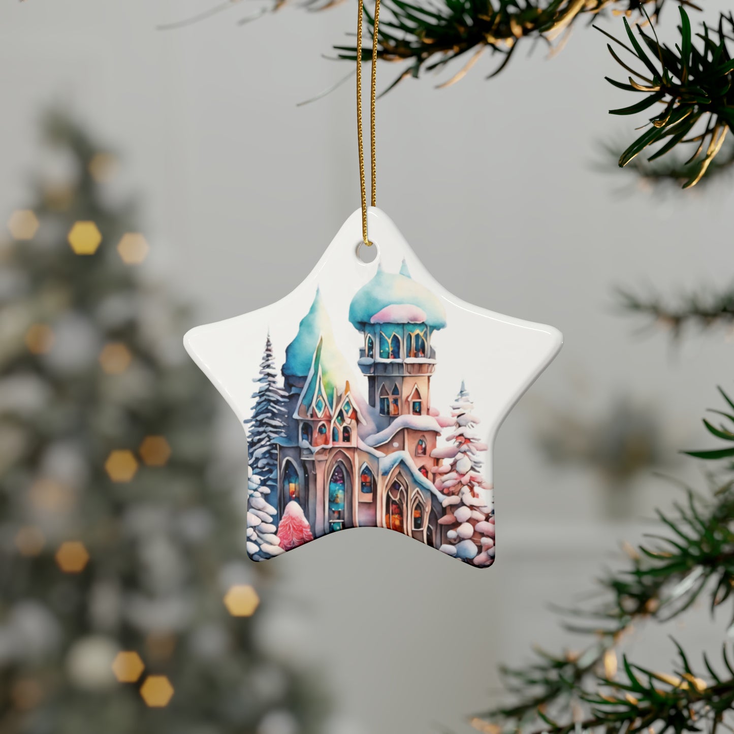 Idyllic Fantasy Christmas Scene | Ceramic Ornaments (1pcs, 5pcs, 10pcs, 20pcs) - 21