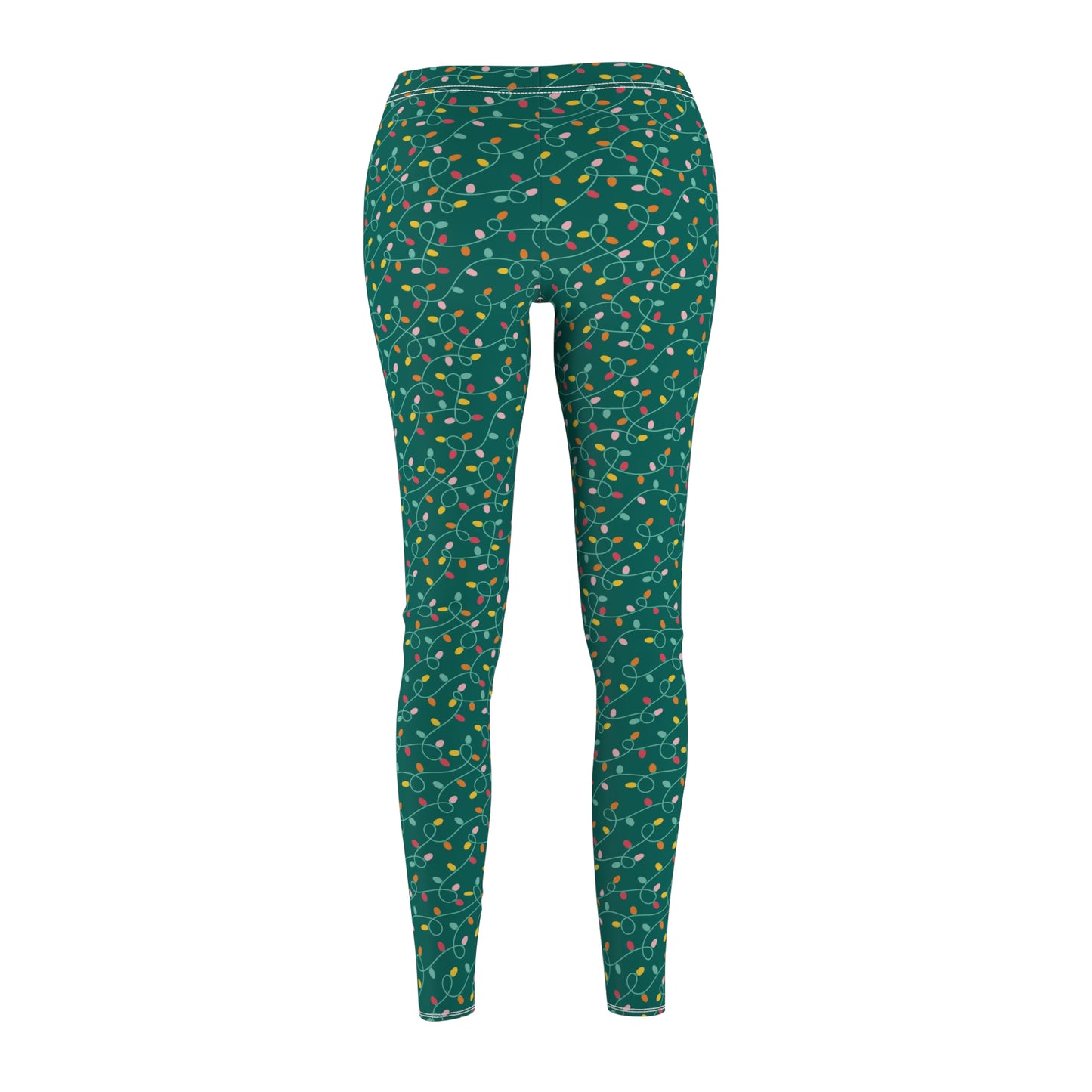 Teal Christmas Lights - Women's Cut & Sew Casual Leggings