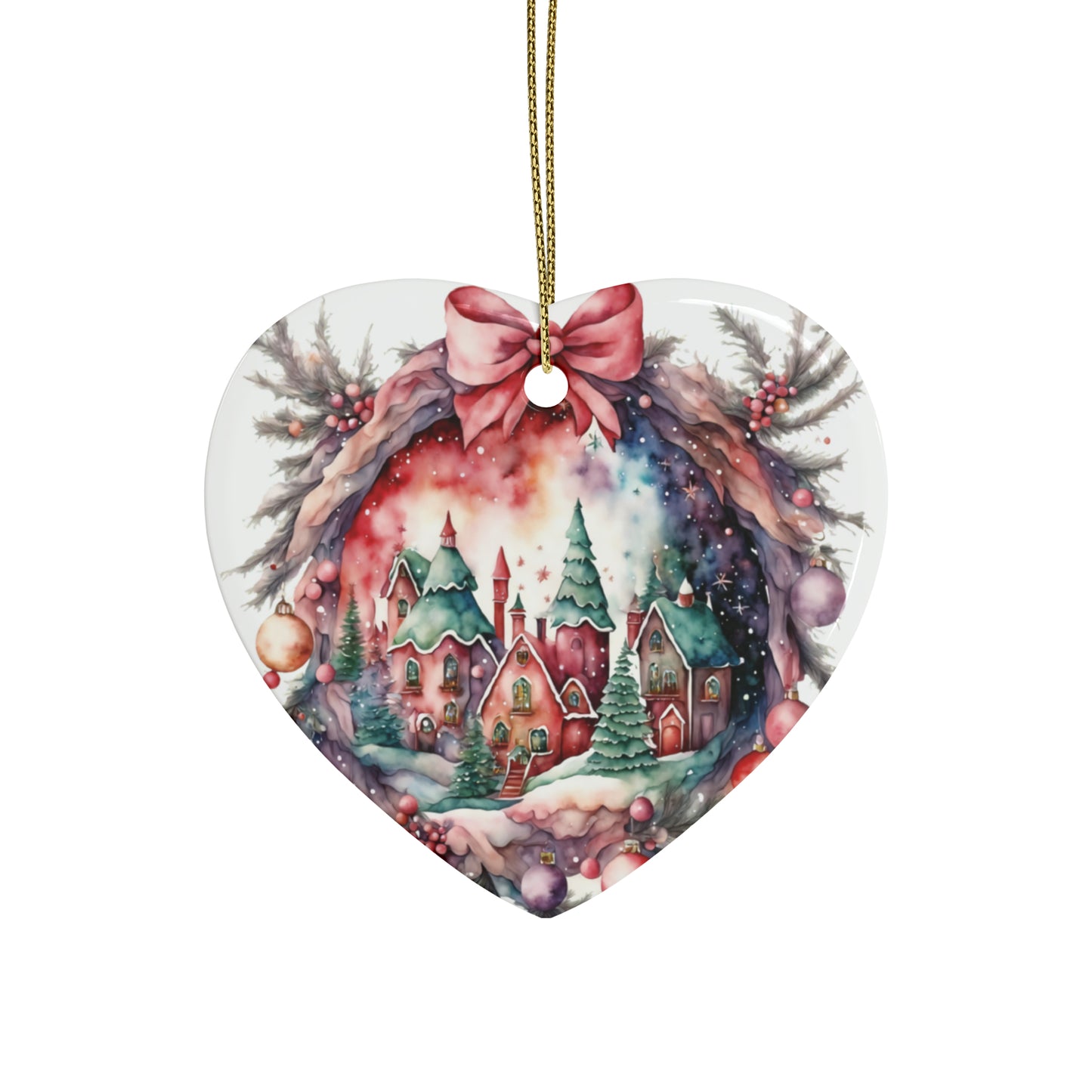 Idyllic Fantasy Christmas Scene | Ceramic Ornaments (1pcs, 5pcs, 10pcs, 20pcs) - 17