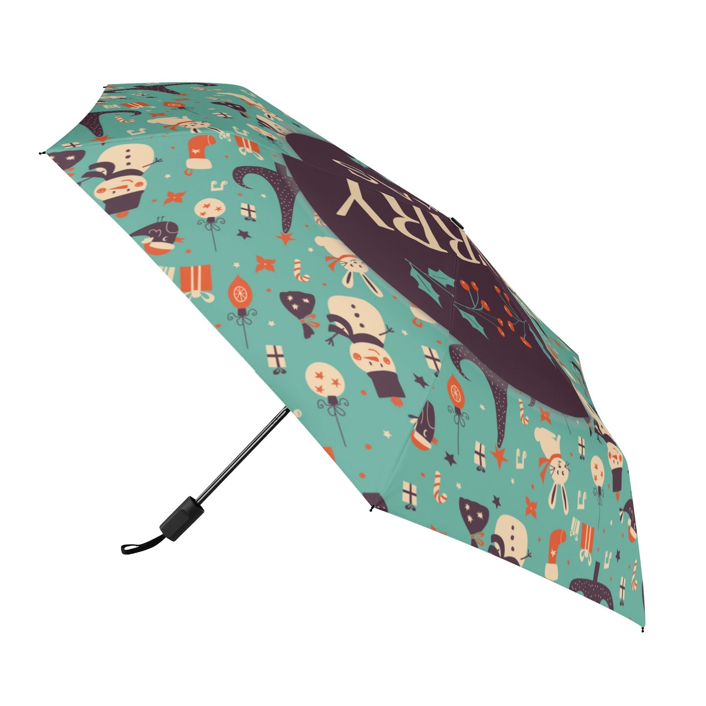 Christmas/Winter Season - Manual Folding Umbrella - Print on Outside