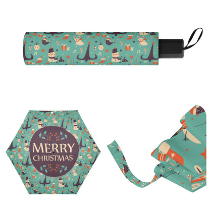 Christmas/Winter Season - Manual Folding Umbrella - Print on Outside