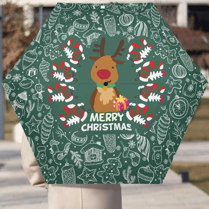 Christmas/Winter Season - Manual Folding Umbrella - Print on Outside