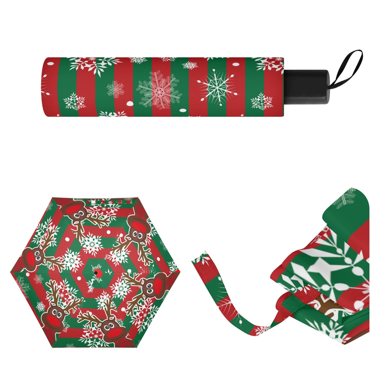 Christmas/Winter Season - Manual Folding Umbrella - Print on Outside