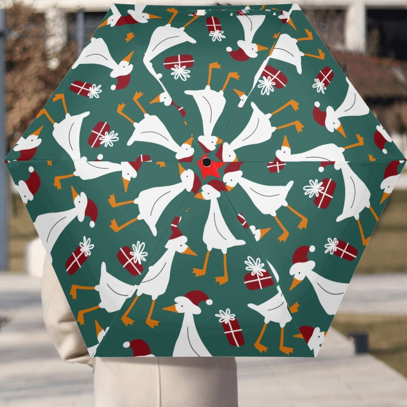 Christmas/Winter Season - Manual Folding Umbrella - Print on Outside