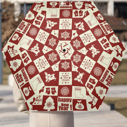 Christmas/Winter Season - Manual Folding Umbrella - Print on Outside