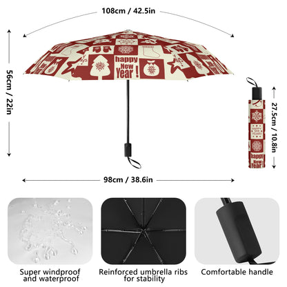 Christmas/Winter Season - Manual Folding Umbrella - Print on Outside