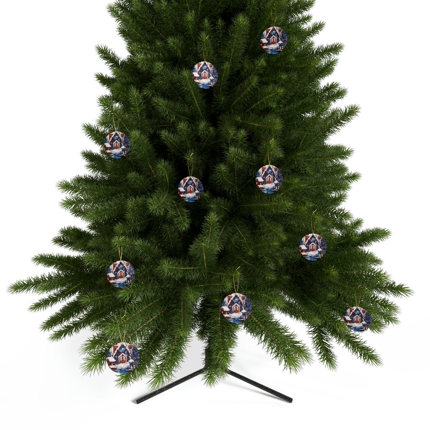 Idyllic Fantasy Christmas Scene | Ceramic Ornaments (1pcs, 5pcs, 10pcs, 20pcs) - 20