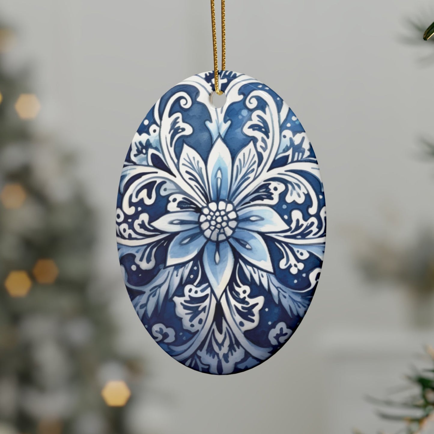 Blue Swirl Ceramic Christmas Ornament (1pcs, 5pcs, 10pcs, 20pcs)