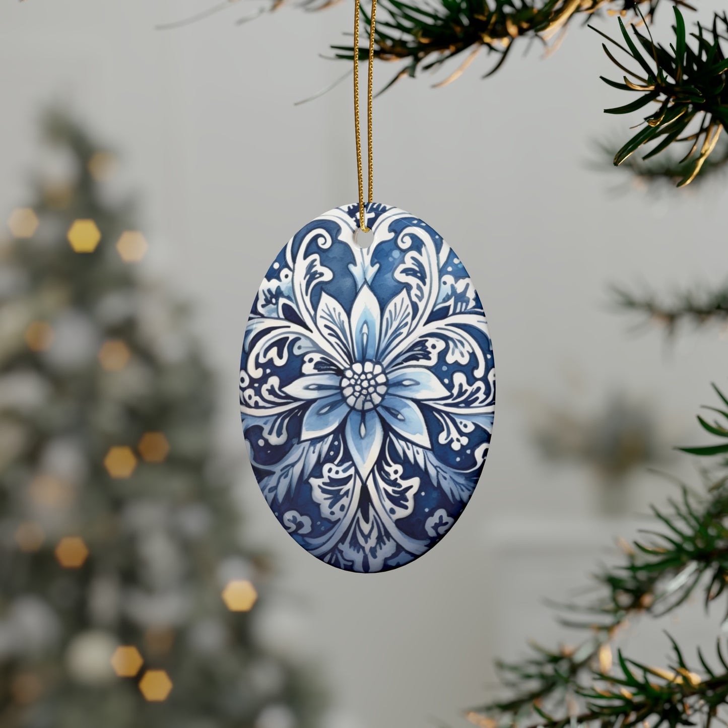 Blue Swirl Ceramic Christmas Ornament (1pcs, 5pcs, 10pcs, 20pcs)