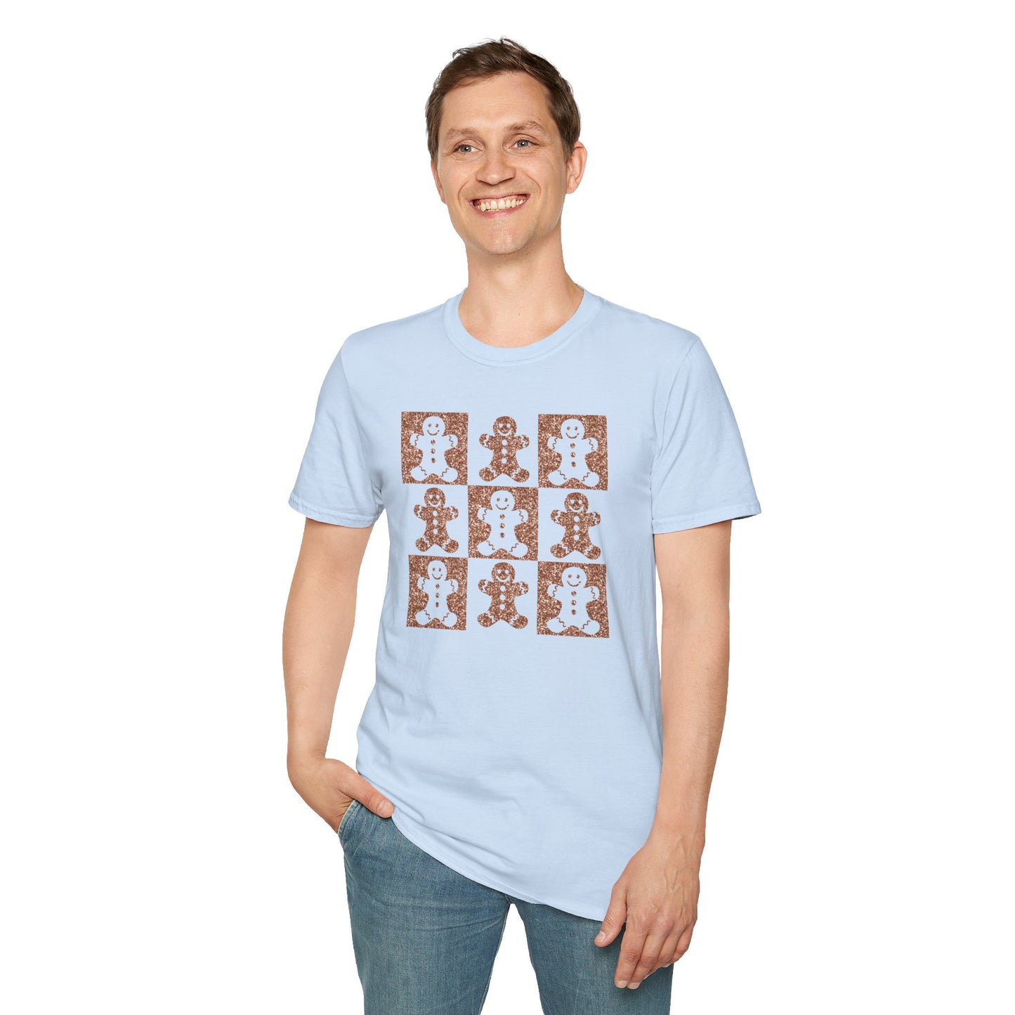 Glittery Gingerbread Men - Popular Softstyle Unisex Christmas T-Shirt