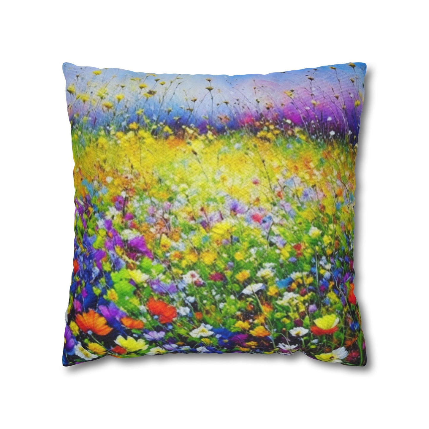 Wildflower Meadow - Spun Polyester Square Pillowcase Cushion Cover
