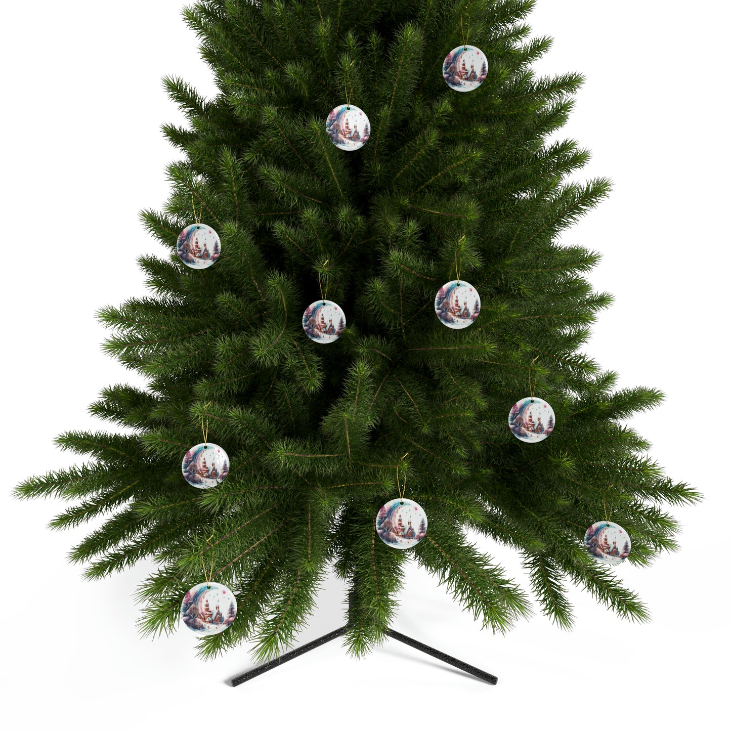 Idyllic Fantasy Christmas Scene | Ceramic Ornaments (1pcs, 5pcs, 10pcs, 20pcs) - 3