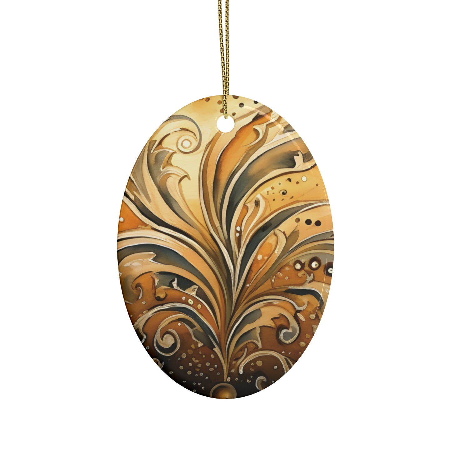 Gold Swirl Flairs Ceramic Christmas Ornaments (1pcs, 5pcs, 10pcs, 20pcs)