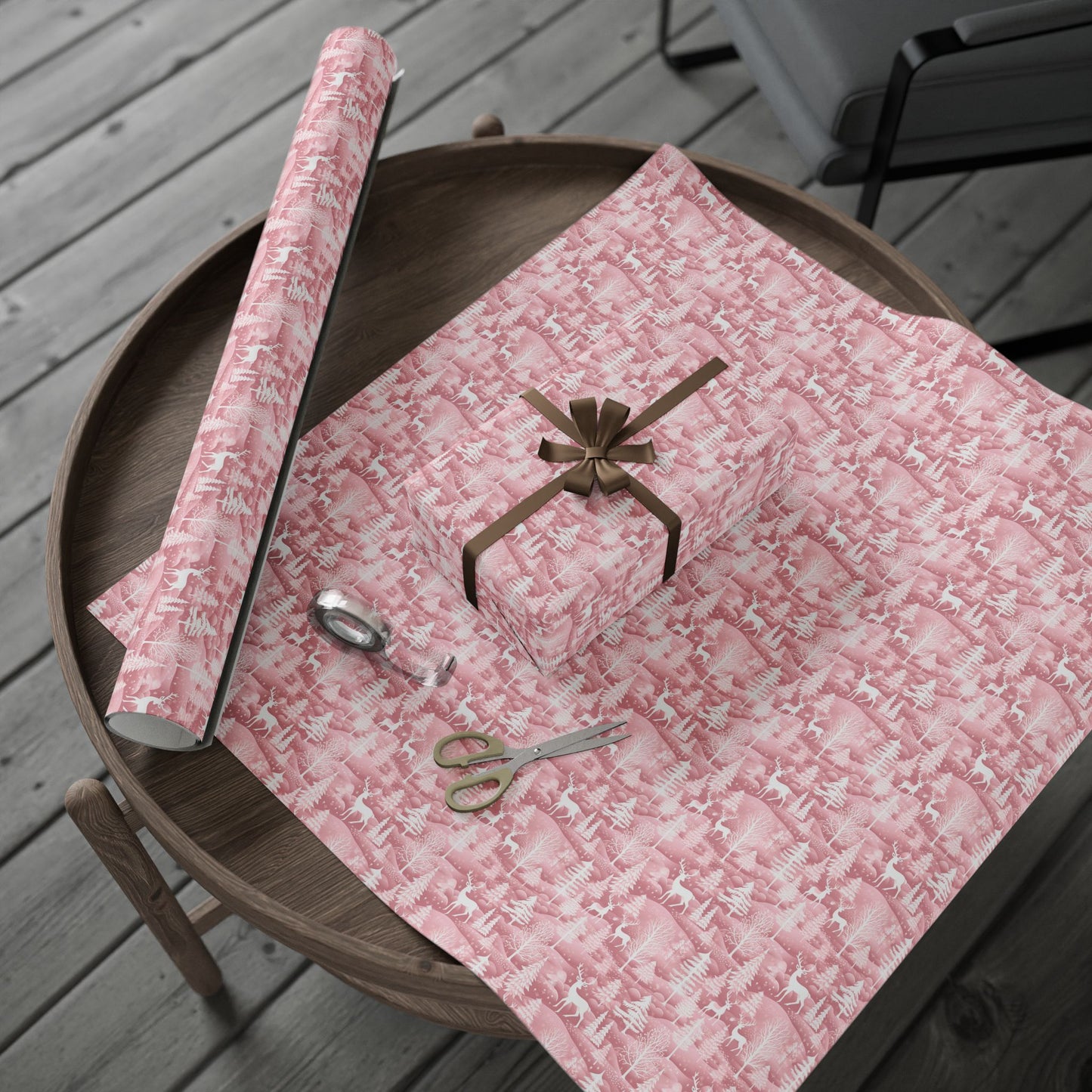 Pink Christmas Reindeer - Custom Wrapping Paper