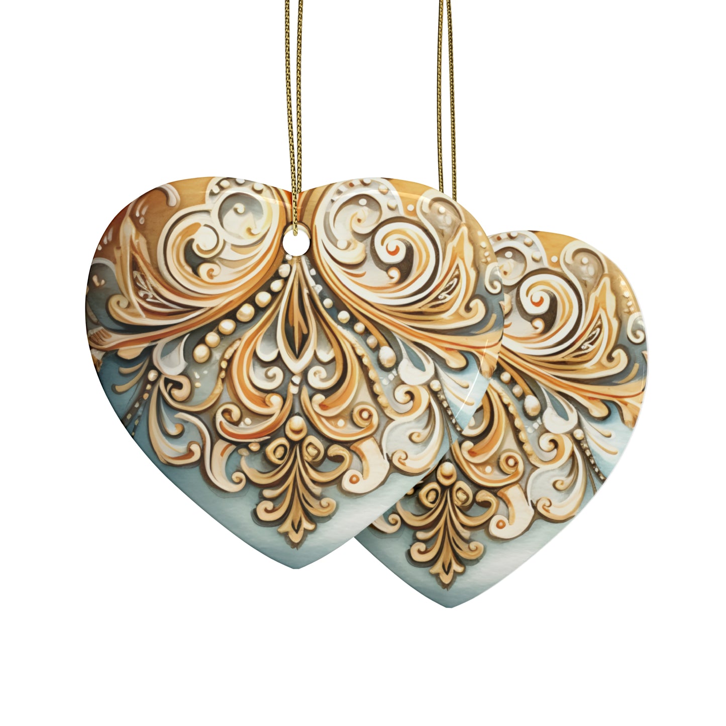 Gold and Blue Ceramic Christmas Ornaments (1pcs, 5pcs, 10pcs, 20pcs)