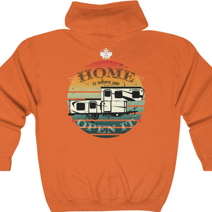 Home Is Where You Open It - TrailManor CO-PILOT - Unisex Heavy Blend™ Full Zip Hooded Sweatshirt - Zip-Up Hoodie