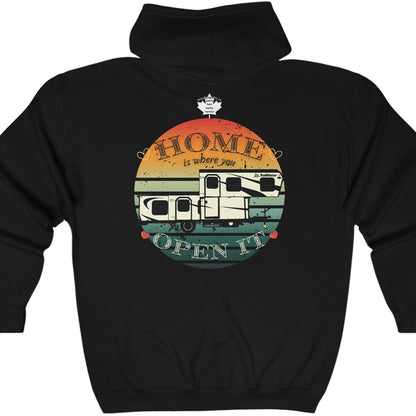 Home Is Where You Open It - TrailManor CO-PILOT - Unisex Heavy Blend™ Full Zip Hooded Sweatshirt - Zip-Up Hoodie