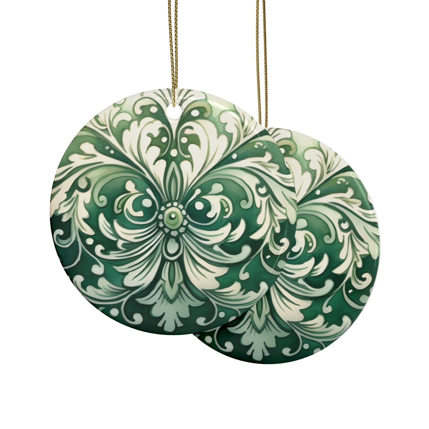 Green Swirl Ceramic Christmas Ornaments (1pcs, 5pcs, 10pcs, 20pcs)