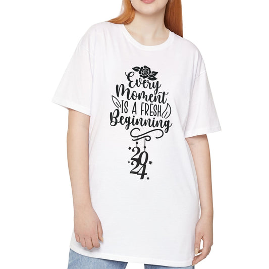 Every Moment is a Fresh Beginning 2024 -  Unisex Long Body Urban Street Tee - New Year T-Shirt