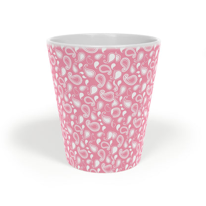 Pink Paisley Ceramic Latte Mug, 12oz