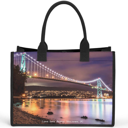 Lions Gate Bridge Vancouver, BC - Premium Canvas Tote Bag (Double-Sided Print)