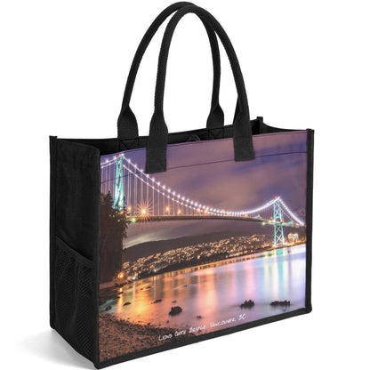 Lions Gate Bridge Vancouver, BC - Premium Canvas Tote Bag (Double-Sided Print)