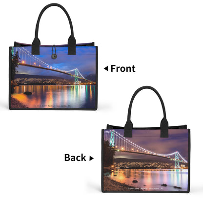 Lions Gate Bridge Vancouver, BC - Premium Canvas Tote Bag (Double-Sided Print)