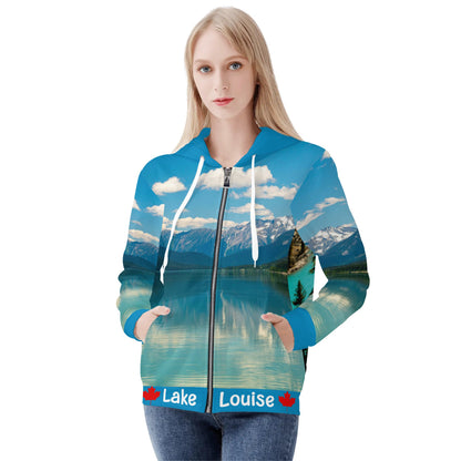 Lake Louise, Alberta Canada - Womens Zip Up Hoodie